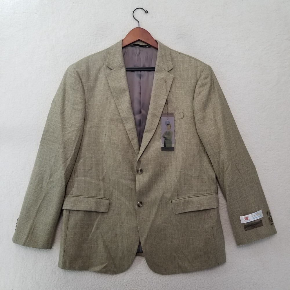NWT Prontomoda Europa Oxford 2B Tan Sport Coat / Blazer 44R Silk Wool Cashmere